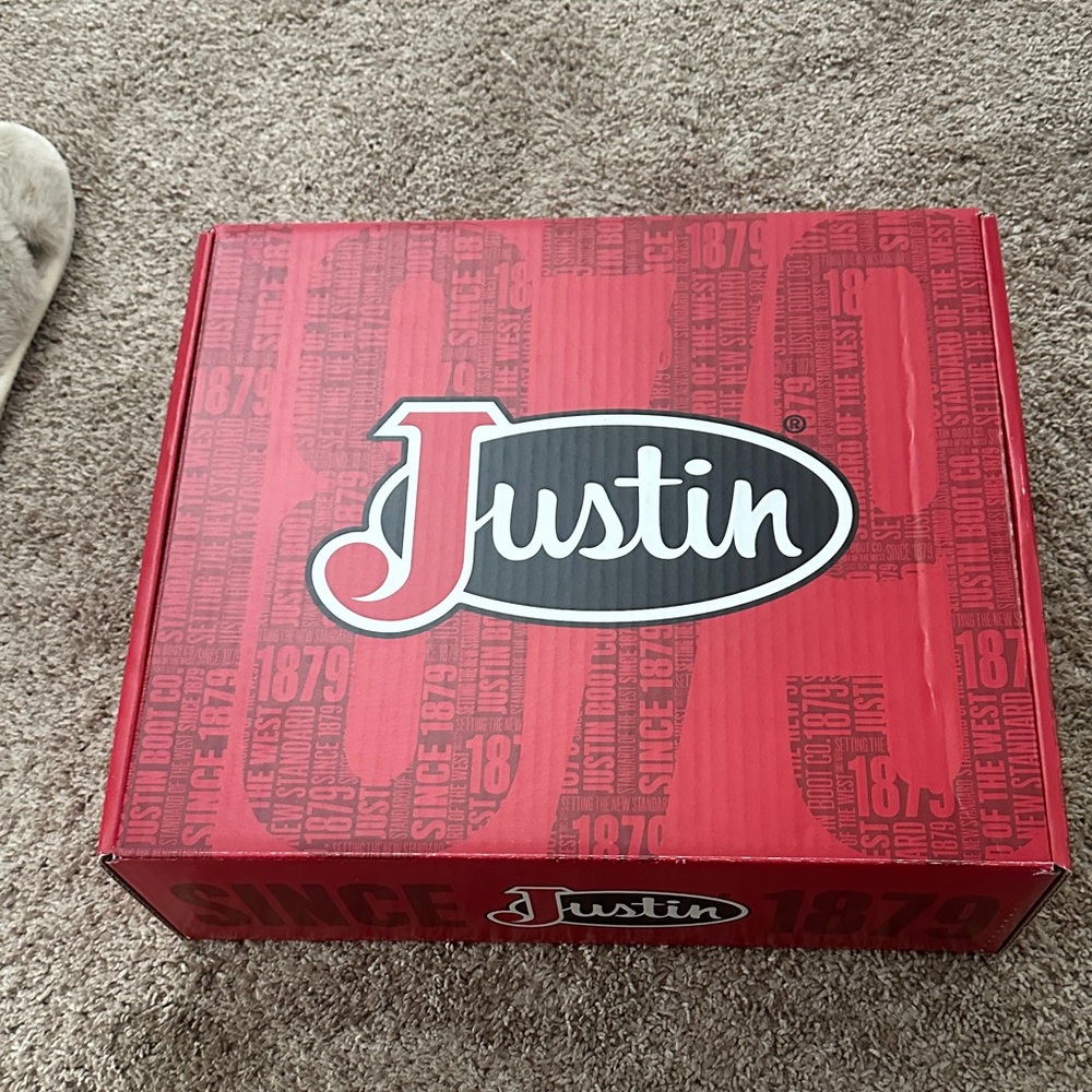 Justin Boots Red Shoe Box with Logo